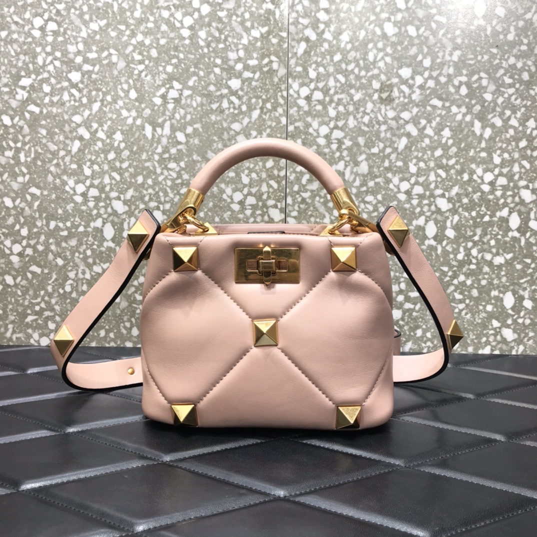 Va1e*ntin0 small roman stud the handle bag in nappa rose cannellel vw0b0i97bsf 20 × 9 × 15 cm