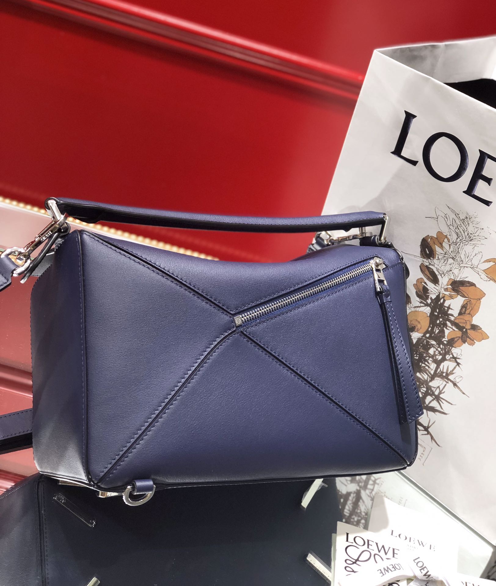 L0ew* medium puzzle bag classic calfskin purple 322.30.s20 29 x 18 x 12 cm