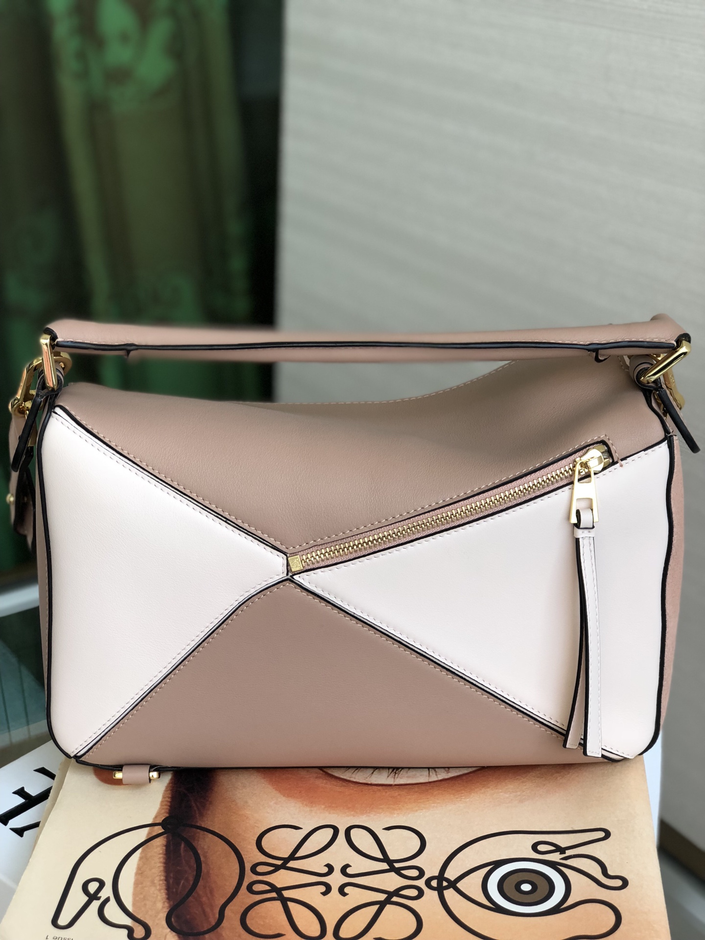 L0ew* medium puzzle bag classic calfskin gold metal blossom/sand 322.30js20 29 x 18 x 12 cm