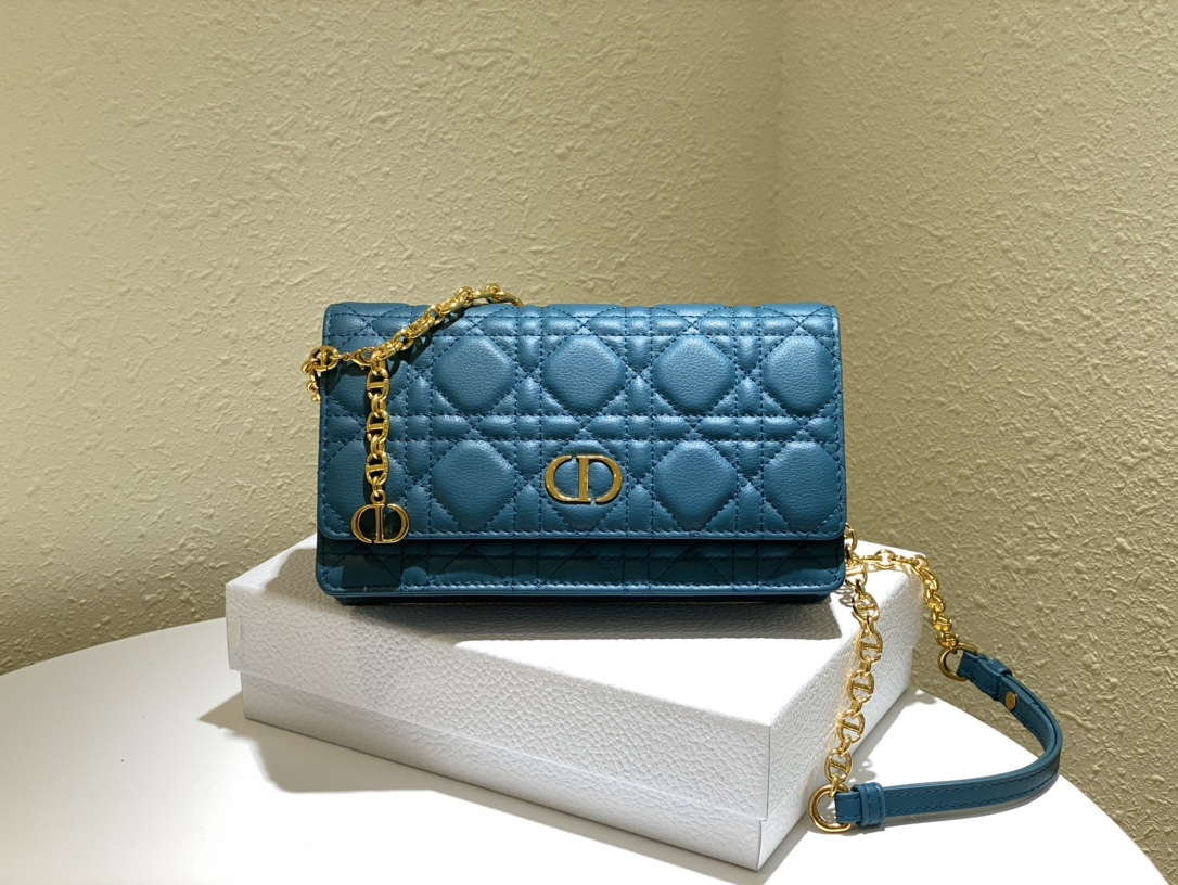 d10r caro belt pouch with chain S*pple cannage calfskin blue s5091 20 x 11.5 x 3.5 cm