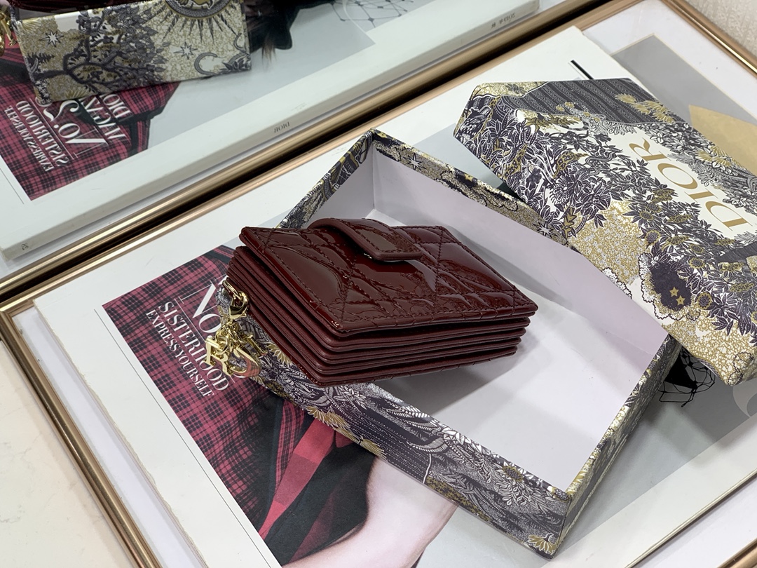 D10r lady D10r 5-gusset card holder patent cannage calfskin burgundy s0074 10.5 cm