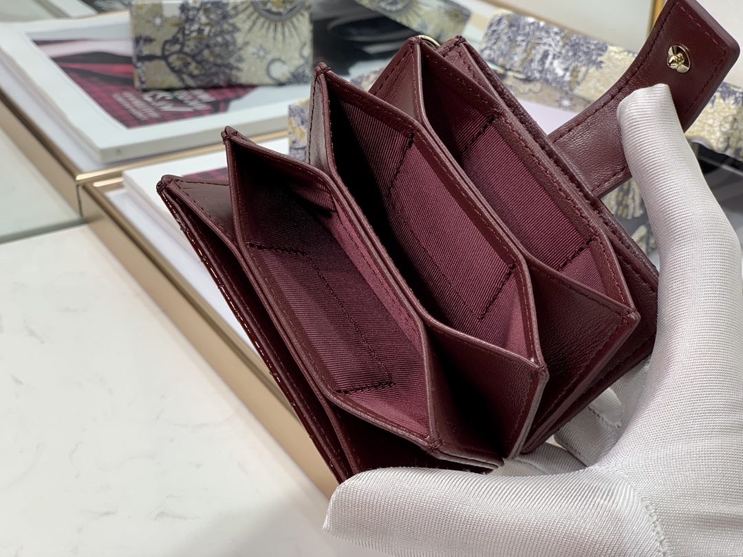 D10r lady D10r 5-gusset card holder patent cannage calfskin burgundy s0074 10.5 cm