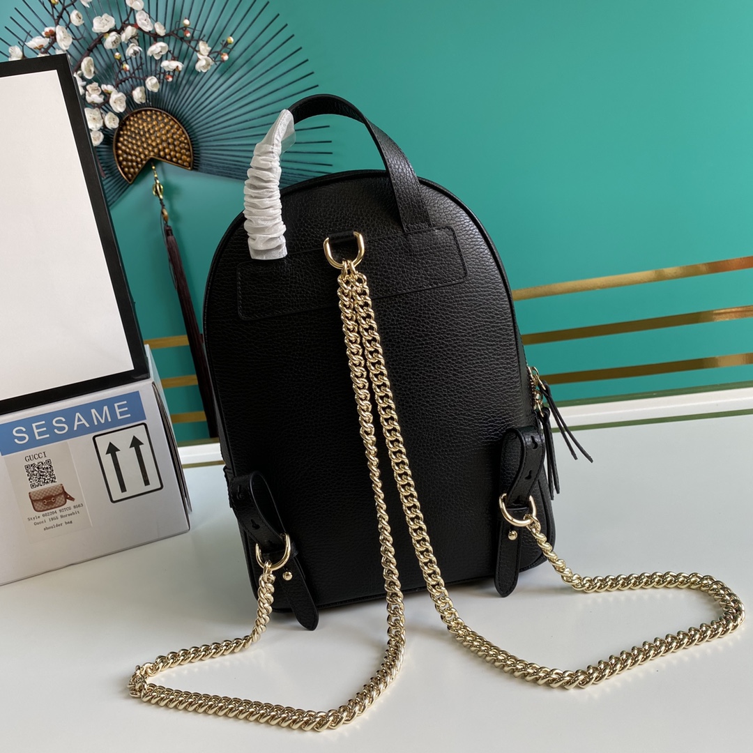 Gvc*1 soho leather chain backpack black 431570 22.5 x 31 x 9.5 cm