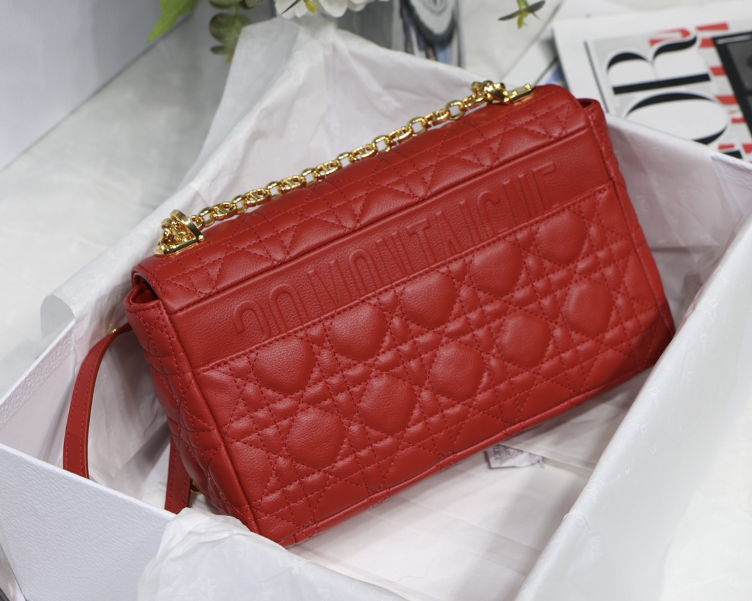d10r medium caro bag S*pple cannage calfskin red m9242 25.5 x 15.5 x 8 cm