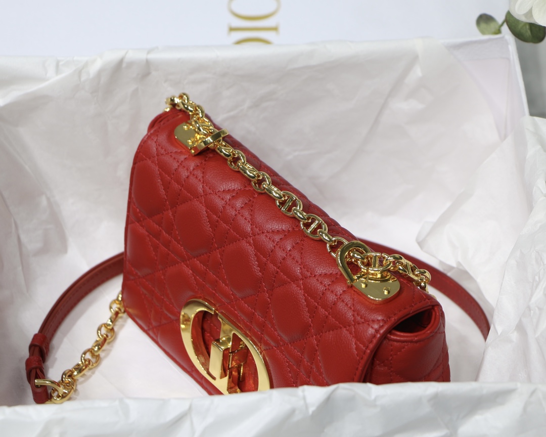 d10r small caro bag S*pple cannage calfskin red m9241 20 x 12 x 7 cm