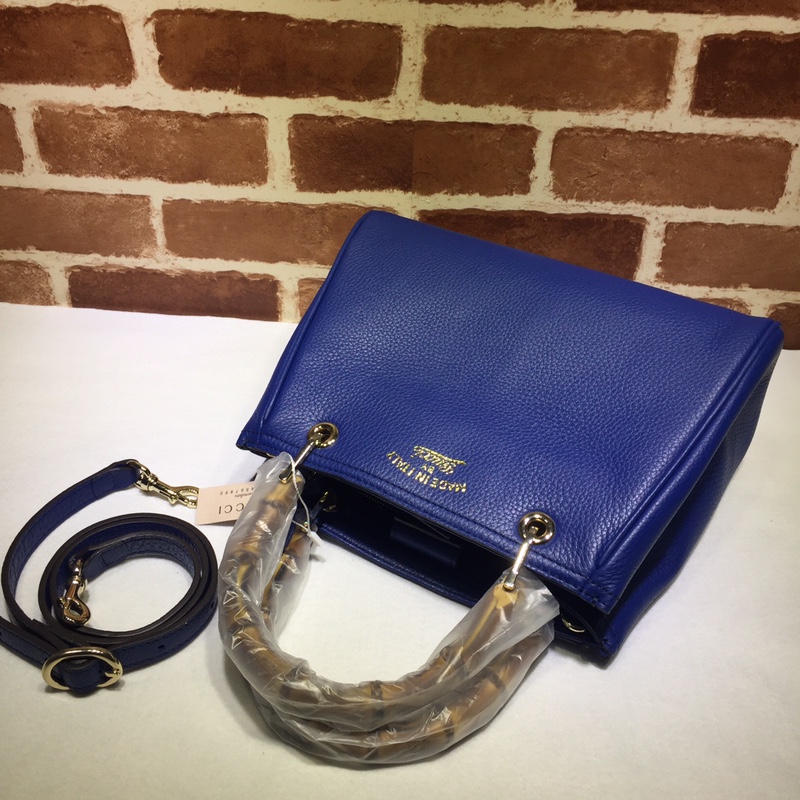 Gvc*1 bamboo shopper leather tote navy 336032 28 x 22 x 12 cm