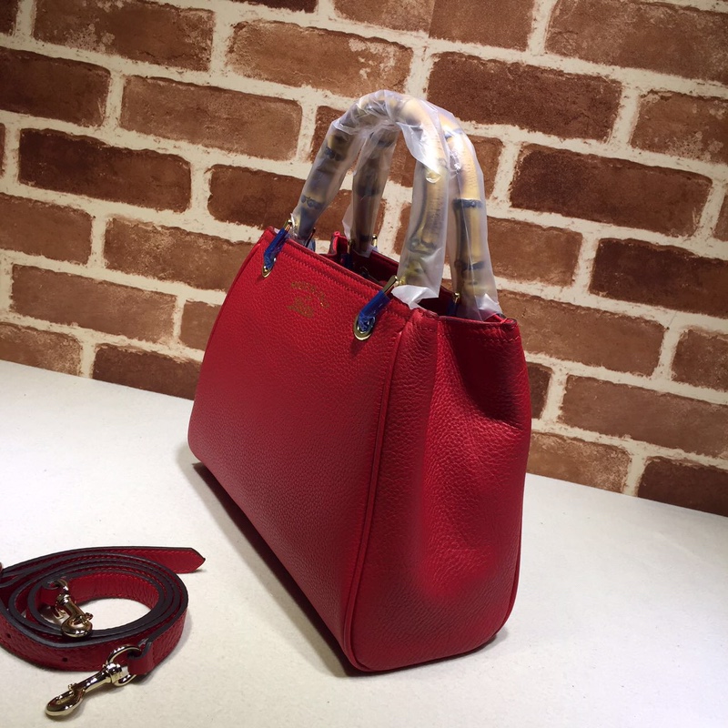 Gvc*1 bamboo shopper leather tote red 336032 28 x 22 x 12 cm