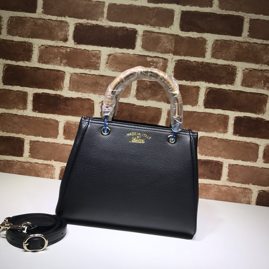 Gvc*1 bamboo shopper leather tote black 336032 28 x 22 x 12 cm