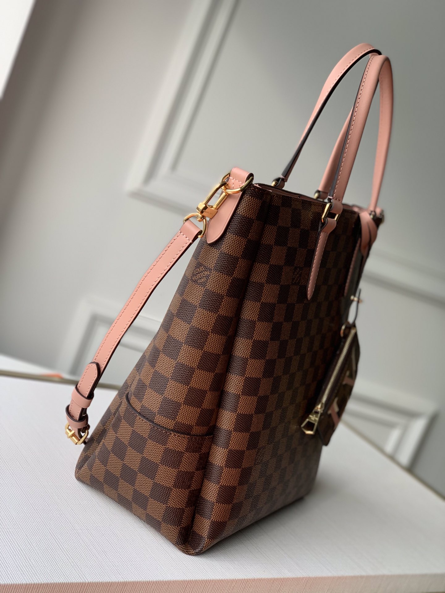l0vis Vvtt0n belmont pm damier ebene canvas venus pink n60297 28 x 32 x 14 cm