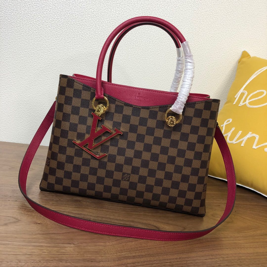 l0vis Vvtt0n lv riverside damier ebene canvas lie de vin red n40052 36 x 25 x 15 cm