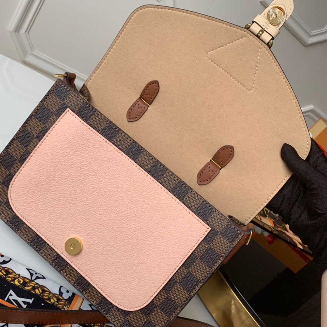 l0vis Vvtt0n beaumarchais 2way crossbody bag damier ebene canvas rose pink/beige n40148 25 x 18.5 x 9.5 cm