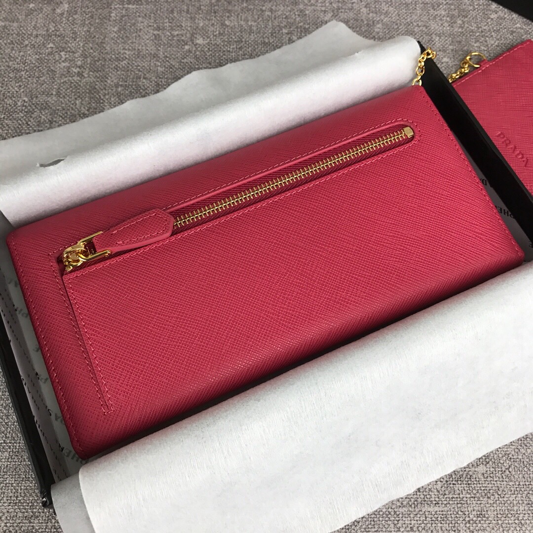 Pra*a large saffiano leather wallet crimson red 1mh132 18.7 x 9.5cm