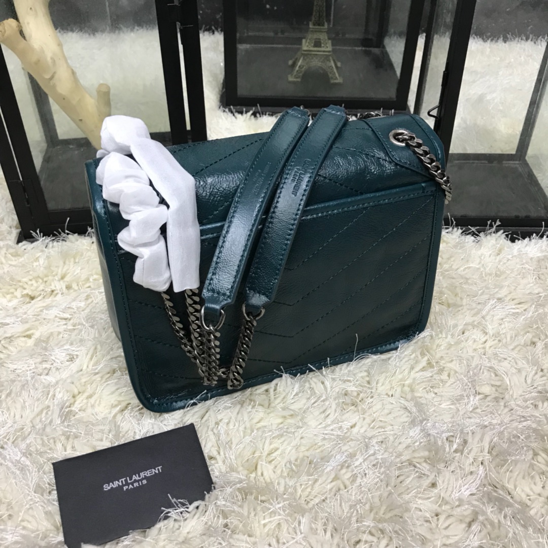 Y51 niki baby in lambskin leathe dark teal 5330371 22 x 16.5 x 12 cm