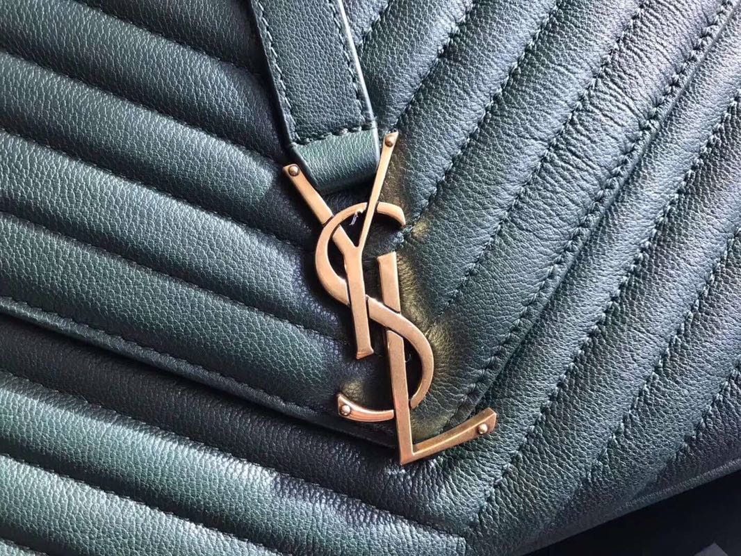 Y51 large college tote leather gold metal green 392738 32 x 21 x 8 cm