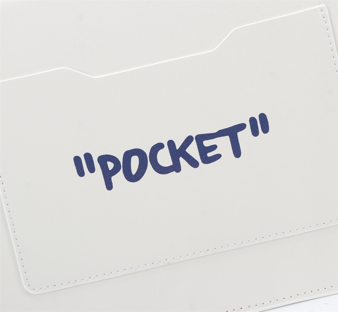 OFF WHITE 1.4 Quote Jitney Bag Leather White 22 x 14 x 7 cm