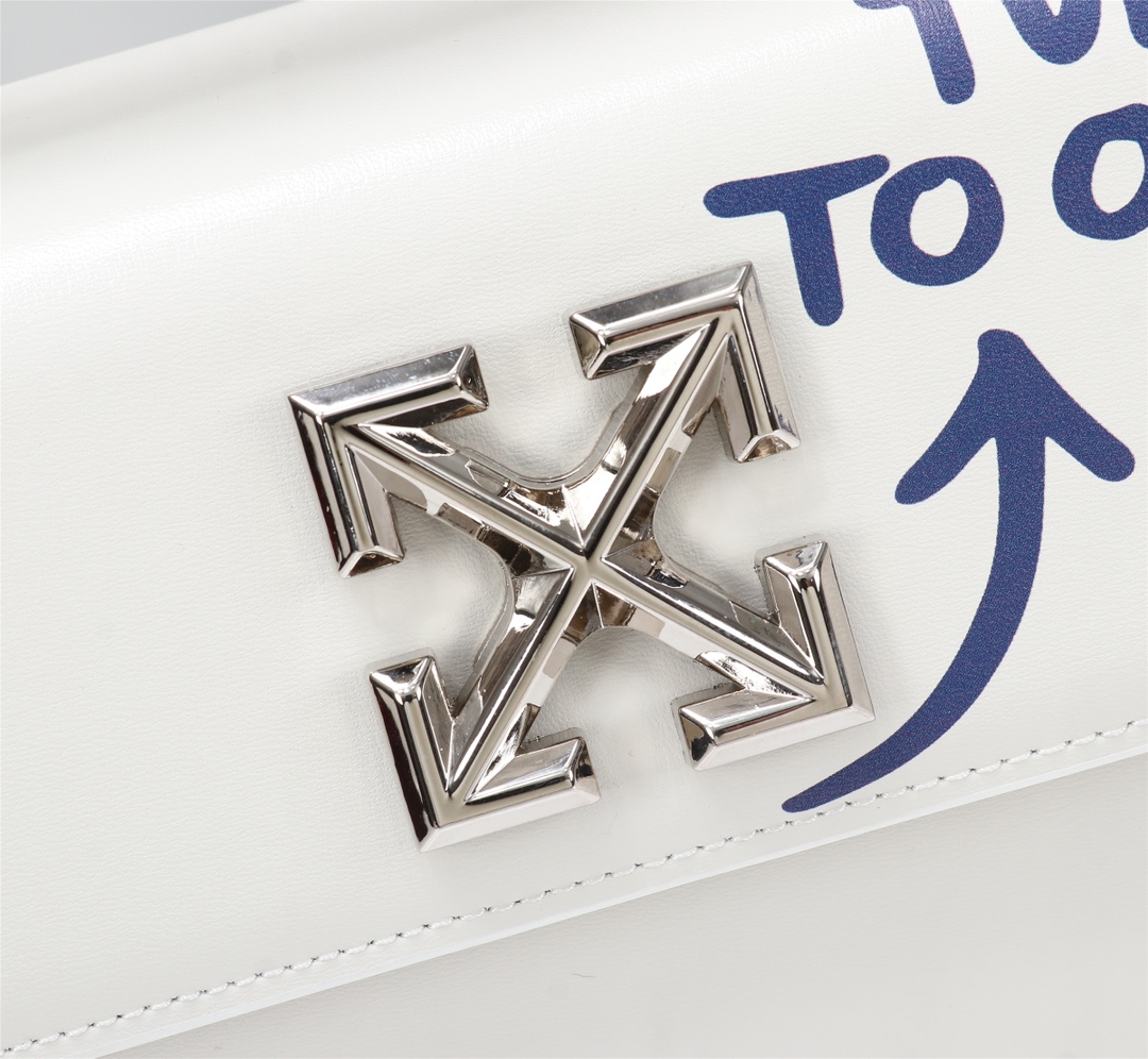 OFF WHITE 1.4 Quote Jitney Bag Leather White 22 x 14 x 7 cm