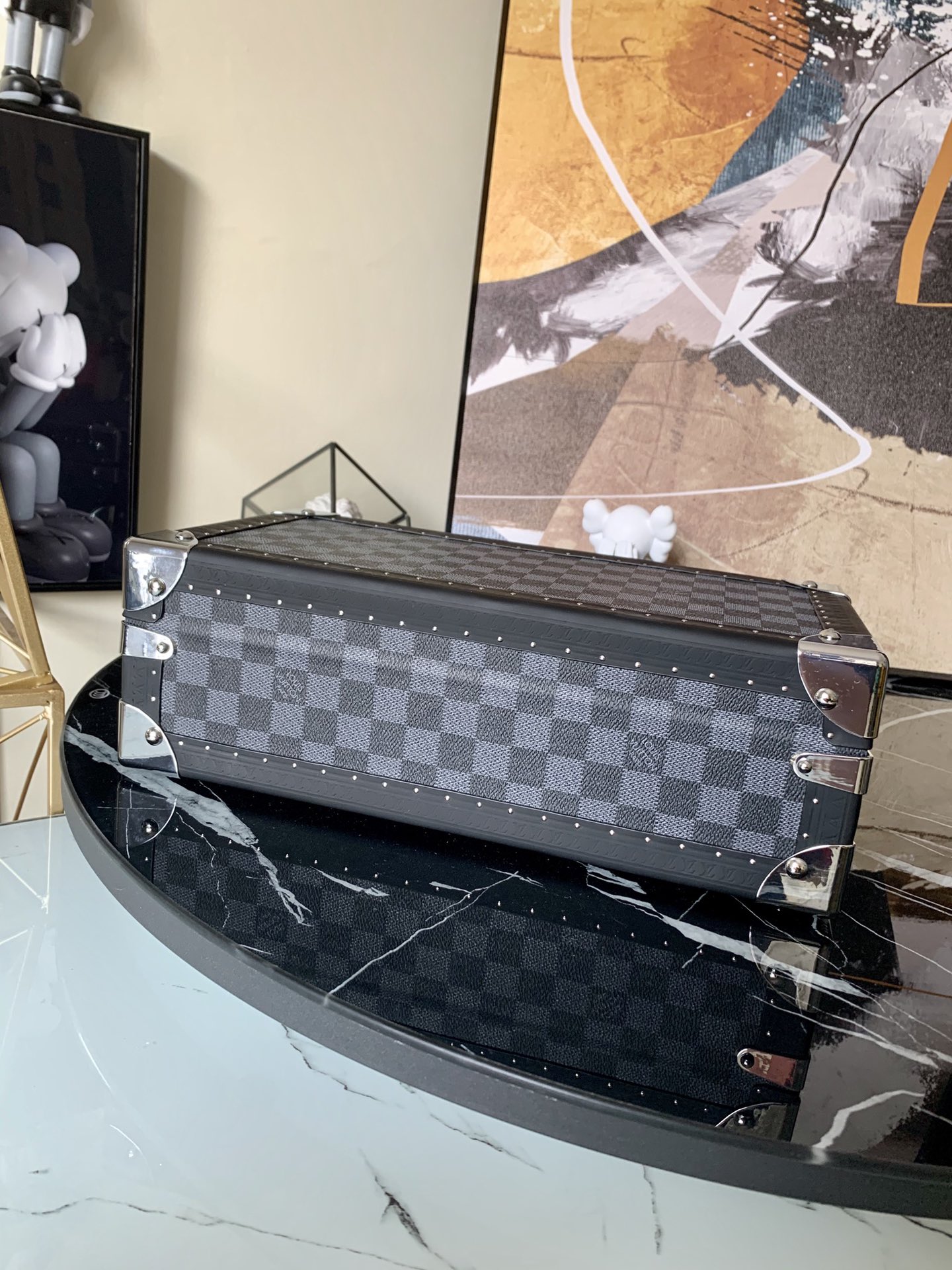 l0vis Vvtt0n coffret 8 montres damier garphite canvas n48194 35 x 9. x 12 cm