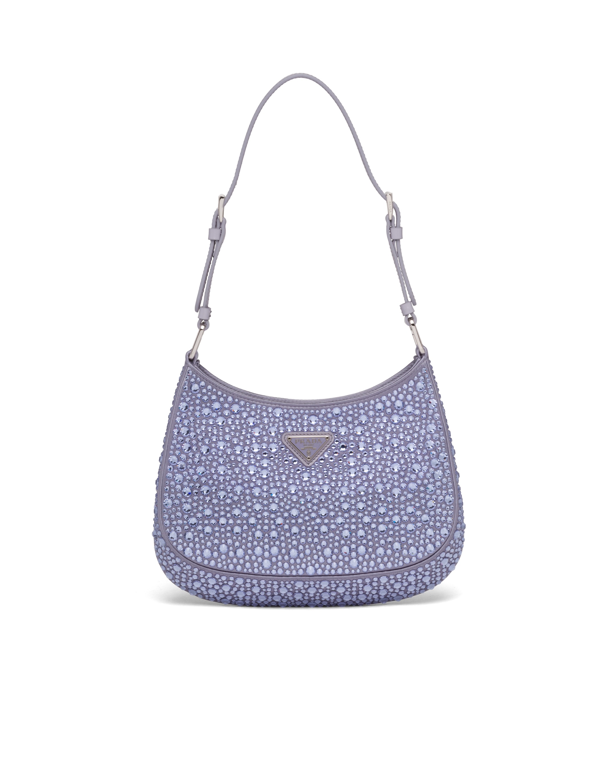 Pra*a cleo satin bag with appliqués purple 1bc169 22 x 18.5 x 4.5 cm