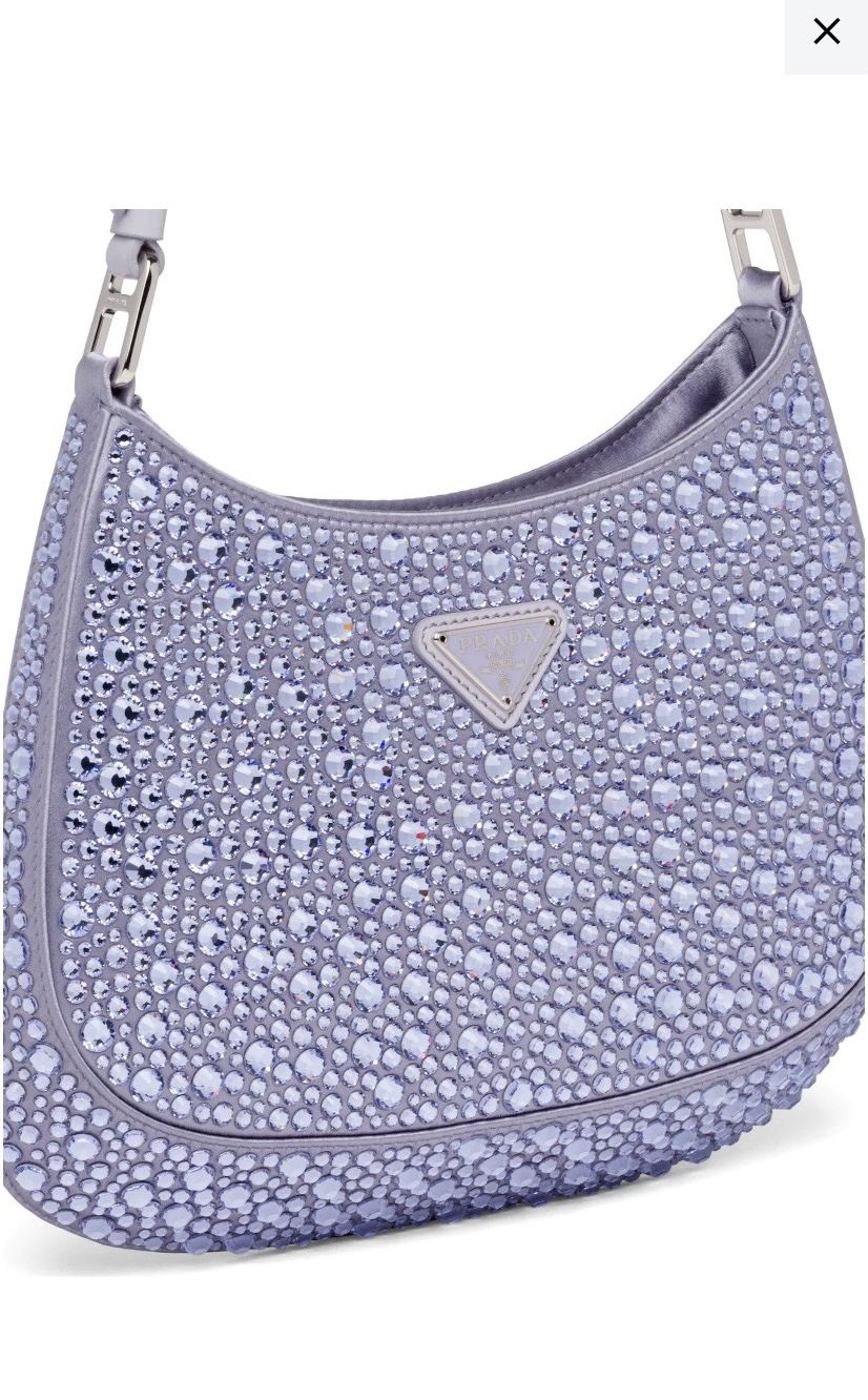 Pra*a cleo satin bag with appliqués purple 1bc169 22 x 18.5 x 4.5 cm