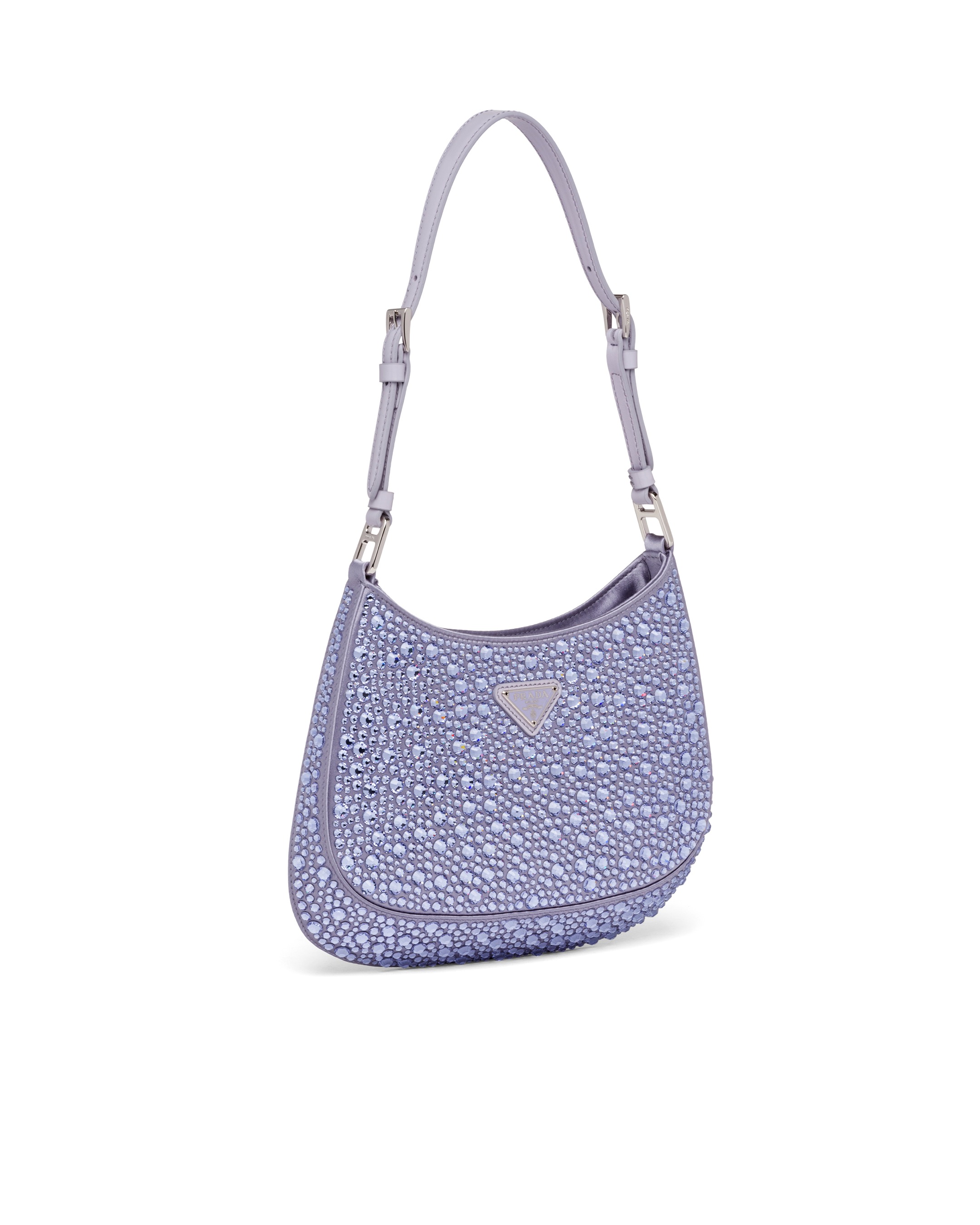 Pra*a cleo satin bag with appliqués purple 1bc169 22 x 18.5 x 4.5 cm