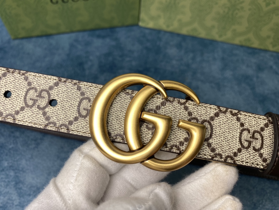 Gvc*1 marmont thin belt double g buckle in brown