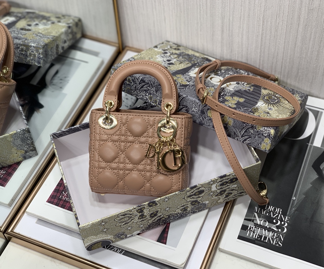 D10r micro lady D10r bag lambskin beige s0856 12cm