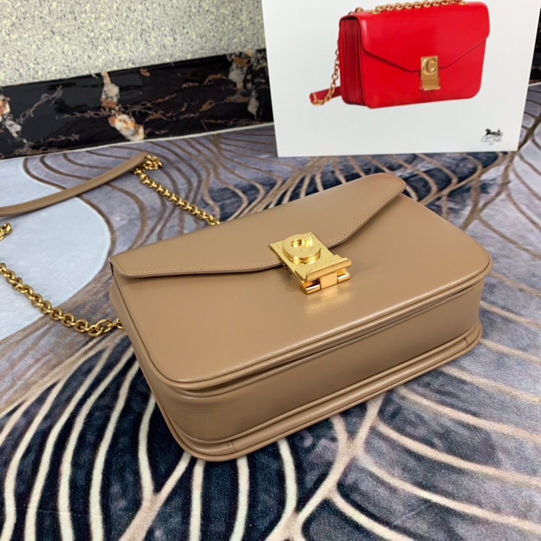 Ce1i*e pre-owned 2020s c charm shoulder bag taupe 370348 21.5 x 15 x 7 cm