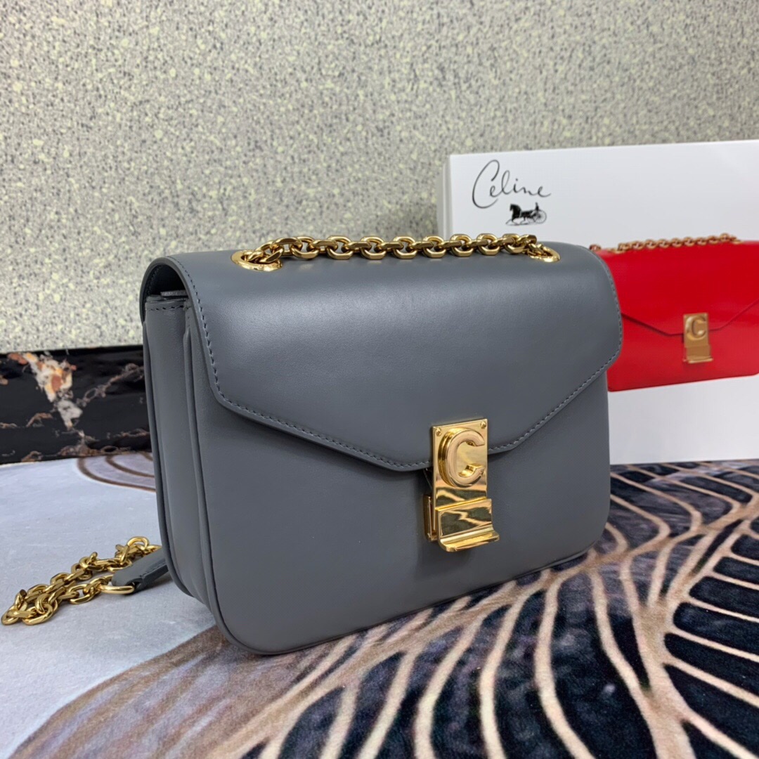 Ce1i*e pre-owned 2020s c charm shoulder bag gray 370348 21.5 x 15 x 7 cm