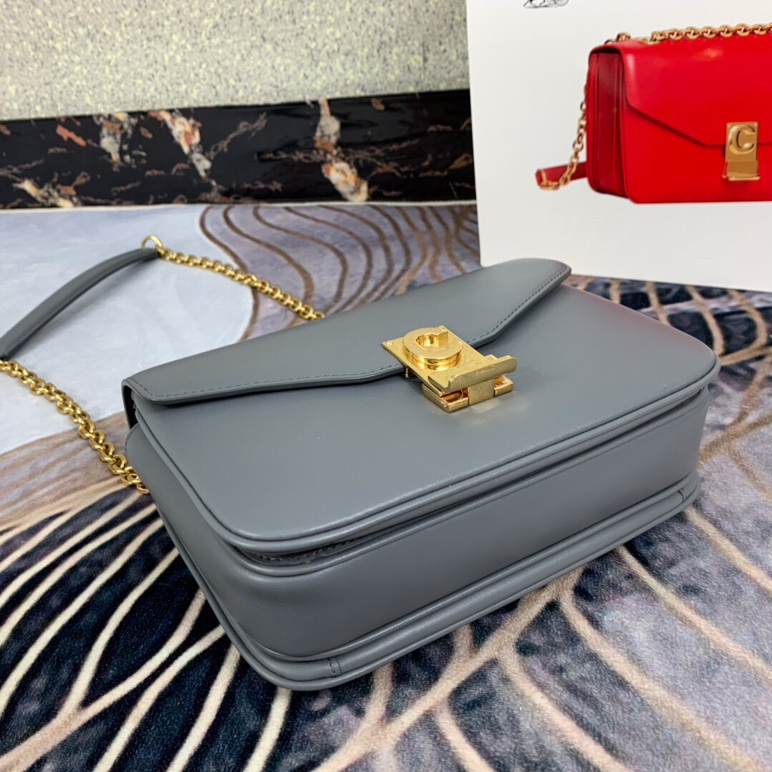Ce1i*e pre-owned 2020s c charm shoulder bag gray 370348 21.5 x 15 x 7 cm