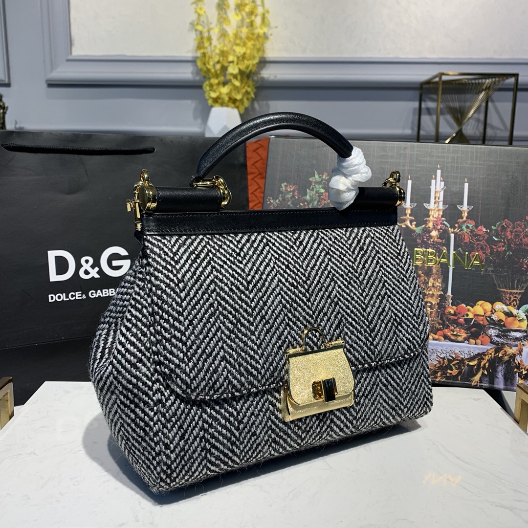 DOLCE & GABBANA Medium Dauphine Leather Sicily Bag BB6002 25 x 12 x 22 cm