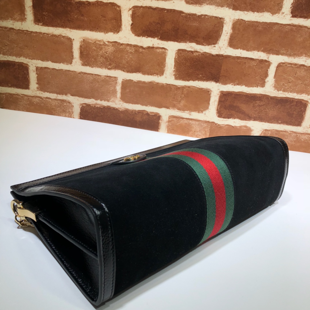 Gvc*1 medium ophidia gg shoulder bag in velvet black 503876 32.5 x 20 x 10 cm