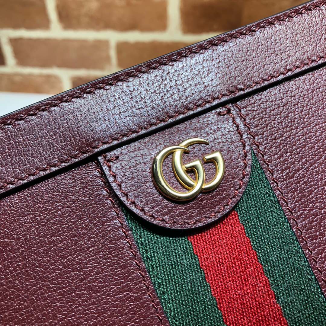 Gvc*1 medium ophidia gg shoulder bag in leather burgundy 503876 32.5 x 20 x 10 cm