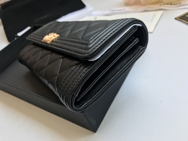 Ch**el long wallet smooth leather black a80286 19 x 10.5 x 3 cm