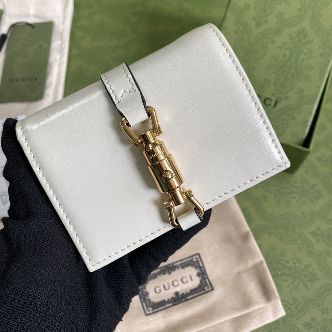 Gvc*1 jackie 1961 card case wallet gg white ‎645536 11 × 8.5 x 3 cm