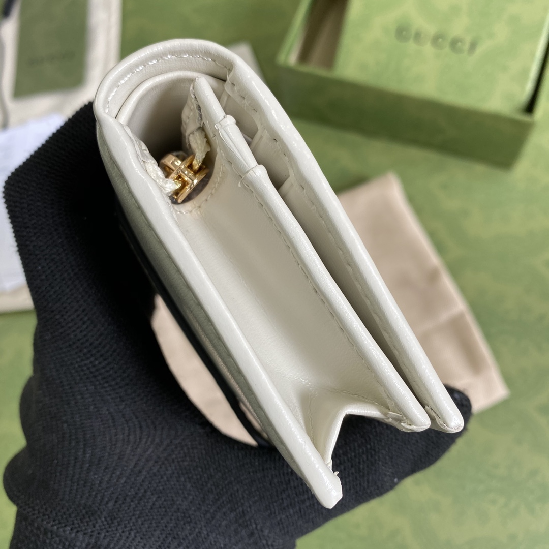 Gvc*1 jackie 1961 card case wallet gg white ‎645536 11 × 8.5 x 3 cm