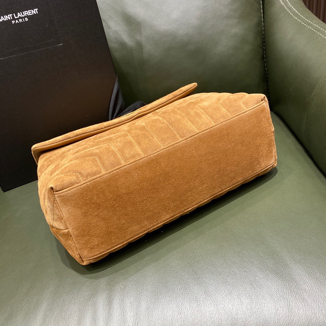 Y51 medium loulou in matelassé "y" cinnamon suede 5749461 32 x 22 x 12 cm
