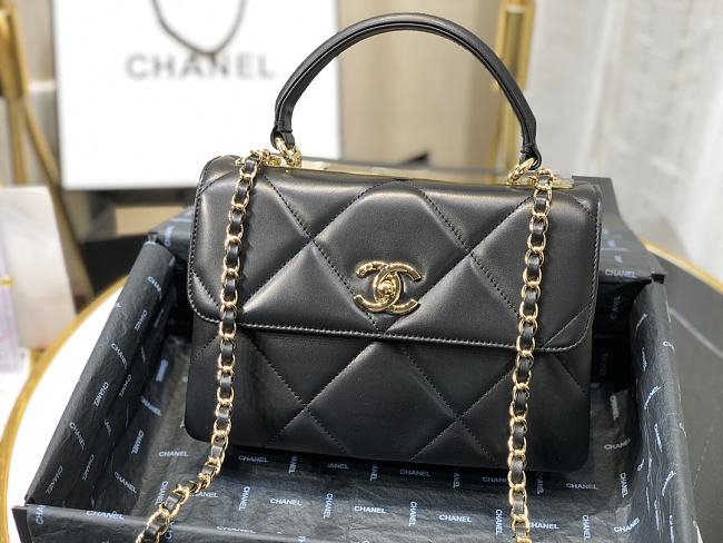 Ch**el small flap bag with top handle black a92236 25cm