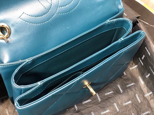 Ch**el small flap bag with top handle dark blue a92236 25cm