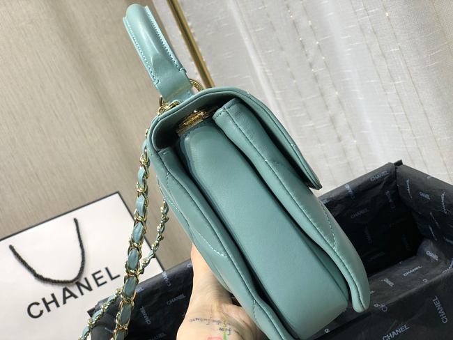 Ch**el small flap bag with top handle blue a92236 25cm