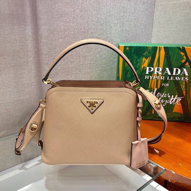 Pra*a matinée micro saffiano leather bag beige 1ba286 21 x 16.5 x 9.5 cm