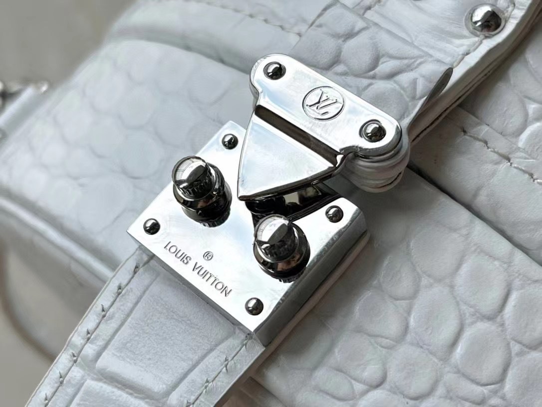 l0vis Vvtt0n petite boite chapeau crocodile leather white n94071 17.5 x 16.5 x 7.5 cm