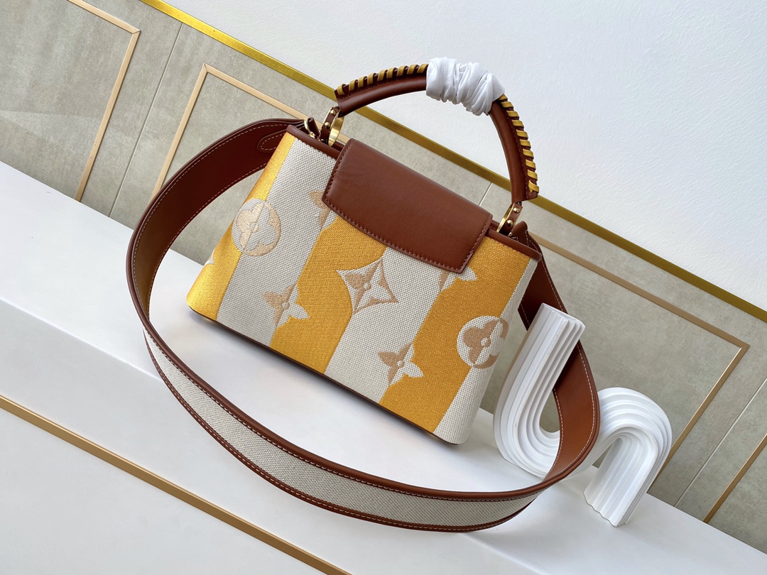 l0vis Vvtt0n capucines bb two-color braided yellow m57651 27 × 18 × 9 cm