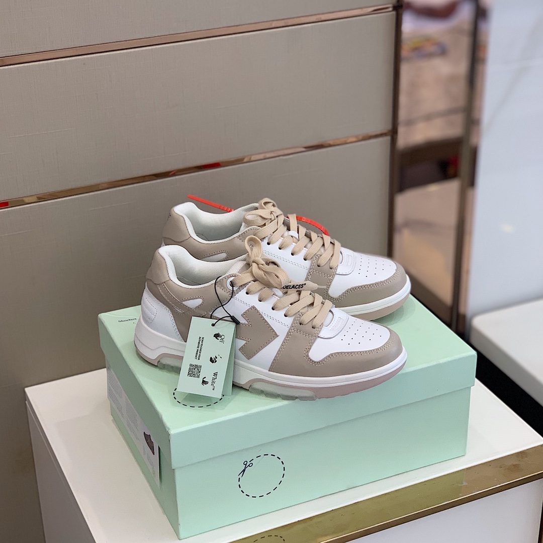 Off White Low Top Sneakers Beige/White
