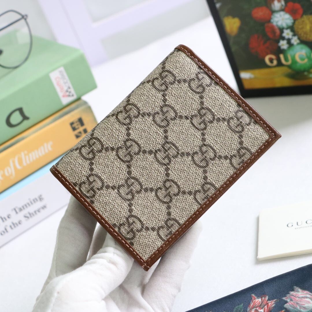 Gvc*1 horsebit 1955 card case wallet canvas brown ‎621887 11 x 8.5 x 3 cm