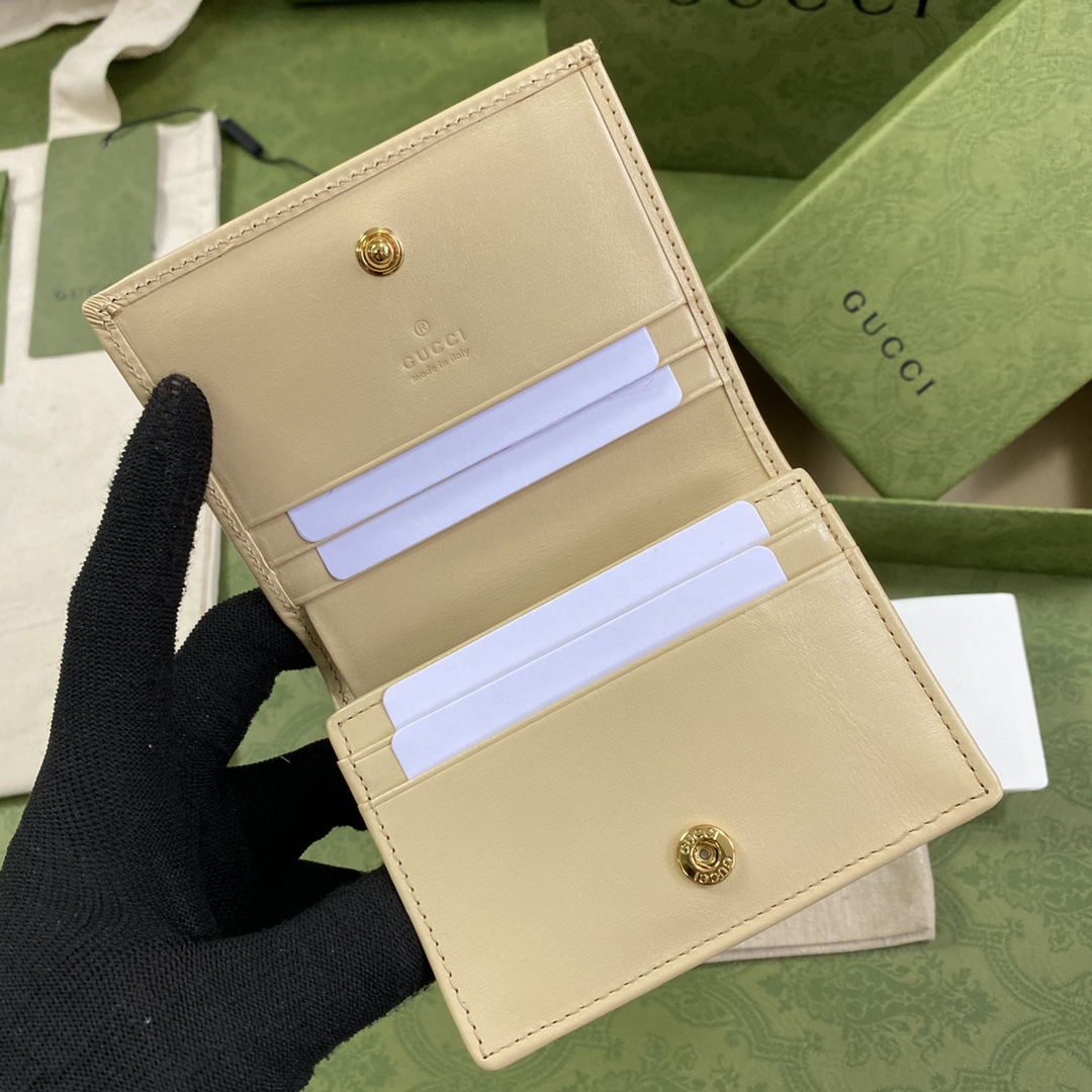 Gvc*1 horsebit 1955 card case wallet leather cream ‎621887 11 x 8.5 x 3 cm
