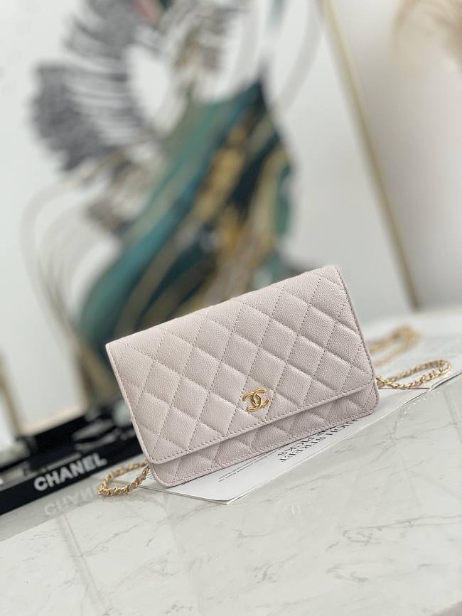 Ch**el wallet on chain light pink ap2298 19.2 × 12.3 x 3.5 cm