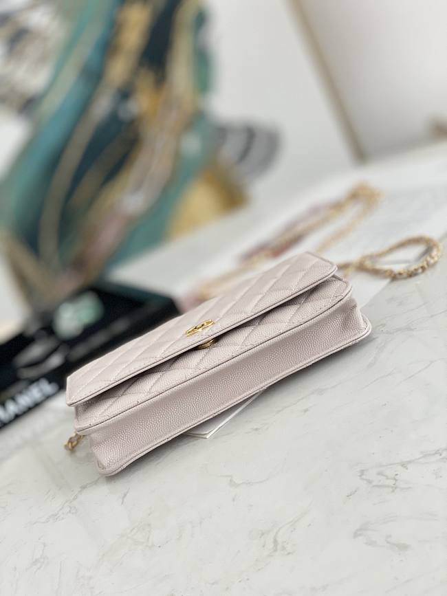 Ch**el wallet on chain light pink ap2298 19.2 × 12.3 x 3.5 cm