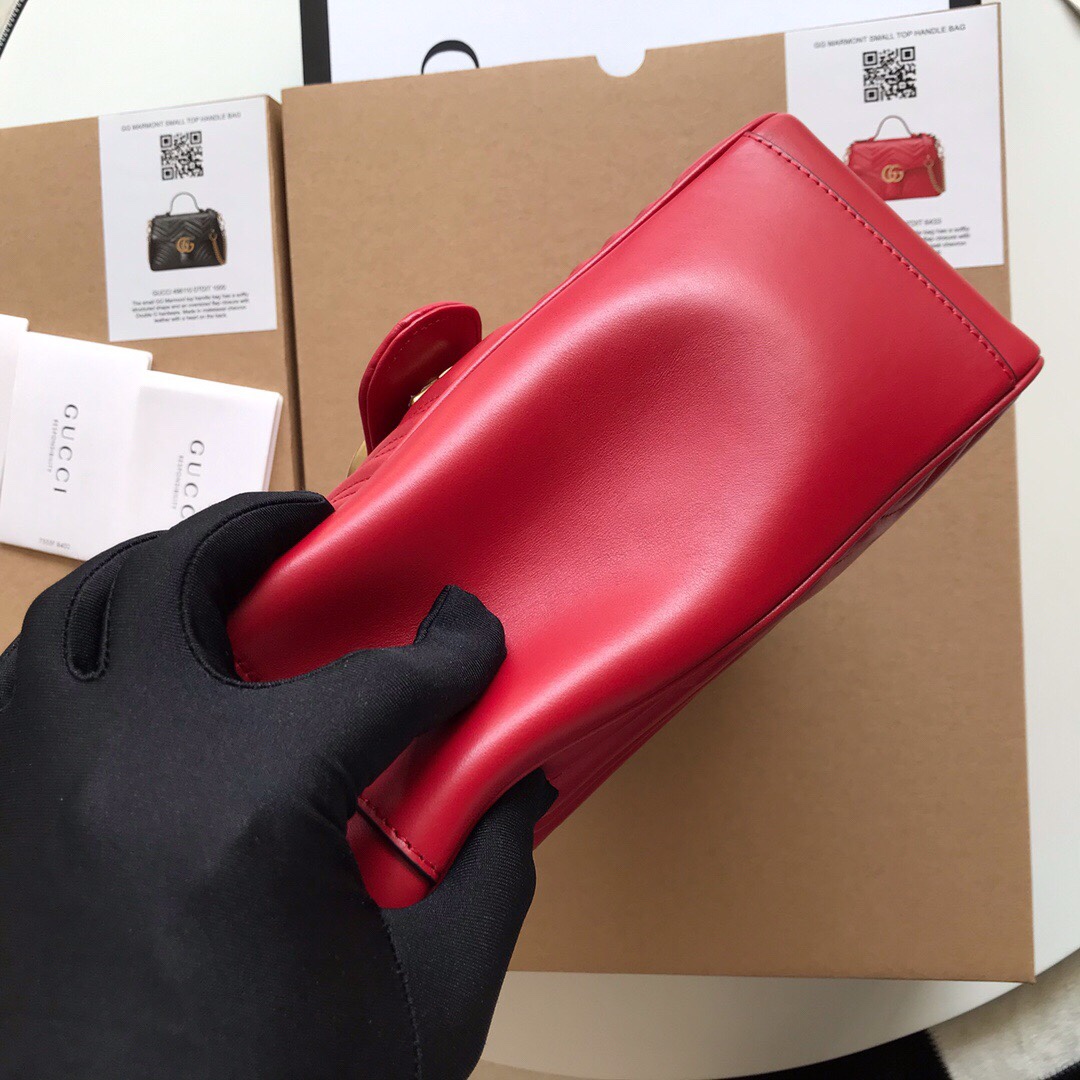 Gvc*1 gg marmont small top handle bag red 27 x 19 x 10.5 cm