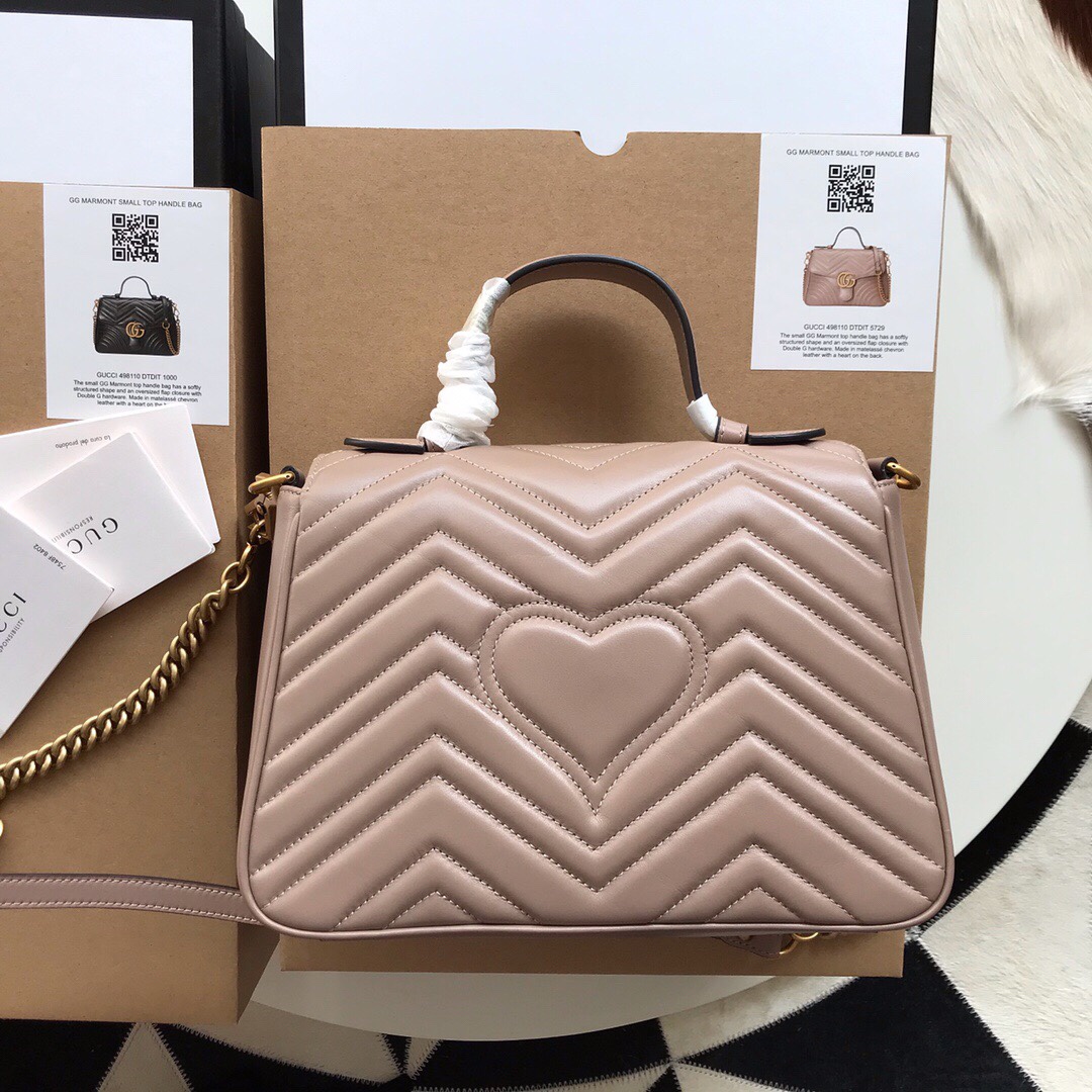 Gvc*1 gg marmont small top handle bag beige 27 x 19 x 10.5 cm