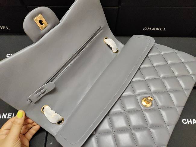 Ch**el flap bag lambskin leather gold chain gray a1113 30cm